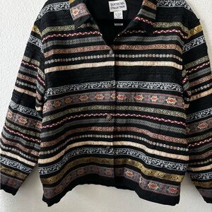 Tantrums Black and Gold Patterned Bomber Jacket